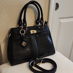 NWT Jose Hess Designer Black Crossbody Satchel Tote Handbag